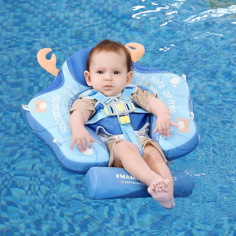 AnjeeIOT Mambobaby Float with Canopy Non Inflatable Baby Float Upgrade Add Tail Baby Pool Float with UPF 50+Sun Canopy Solid Swim Float No Flip Over for Infant Aged 3-24 Months, Crab Blue - Image 5